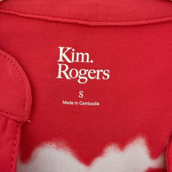 Kim Rogers bright pink and white tie-dye style blouse-size small - Picture 3 of 5